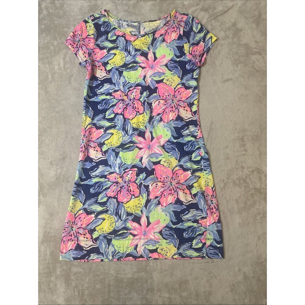 Lilly Pulitzer Pima Cotton Dress Small Floral Short Sleeve Shift